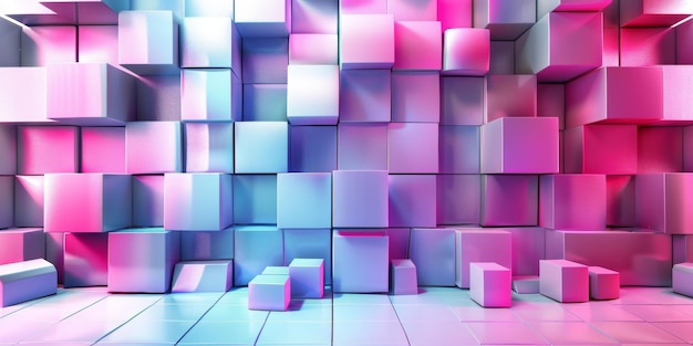 A wall of pink and blue cubes stock background