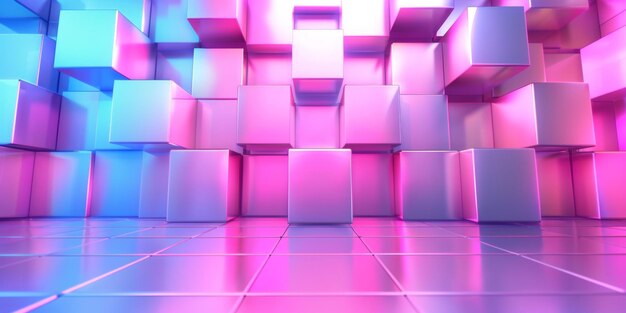 A wall of pink cubes with a blue background stock background