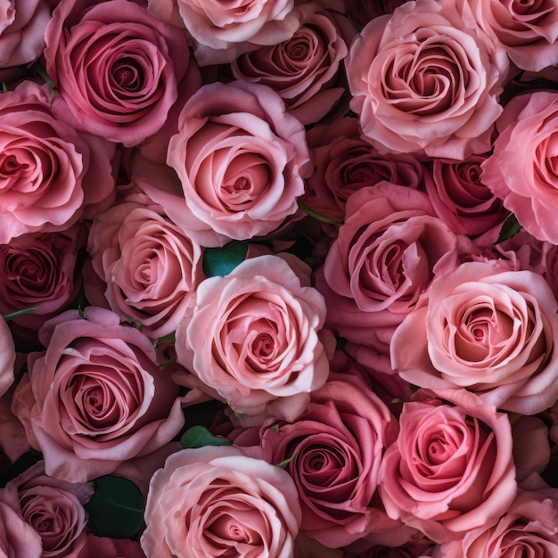 A wall of pink roses with the word love on it