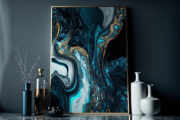 Wall poster with fluid art created by the artist