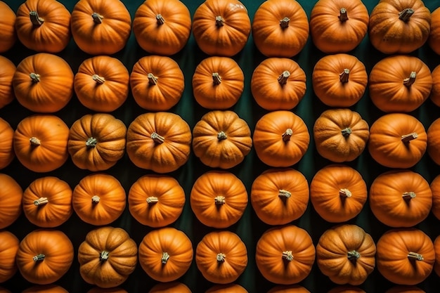 A wall of pumpkins with one that says'pumpkins'on it