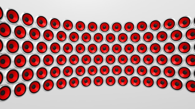 Wall of red speakers abstract background