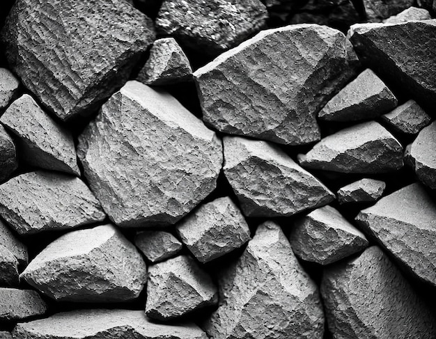 A wall of rocks that are made of black and white