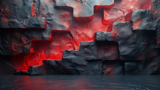 赤い塗料が塗られた岩の壁