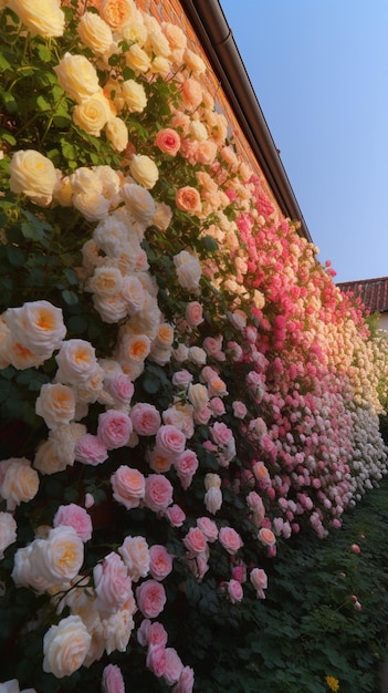 A wall of roses with the word roses on it