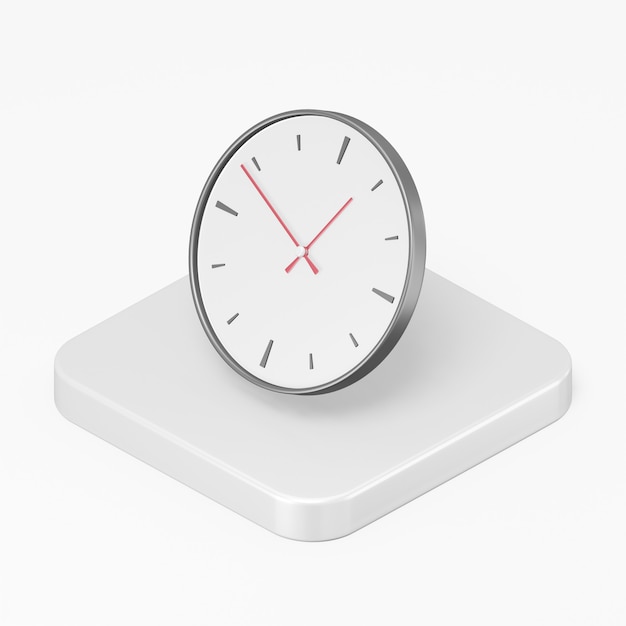 Wall round clock icon in 3d rendering interface ui ux element