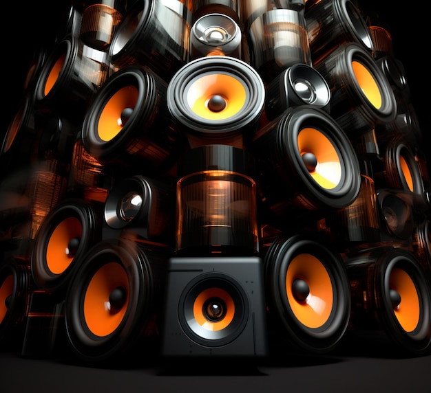 Photo wall of sound with large speakers