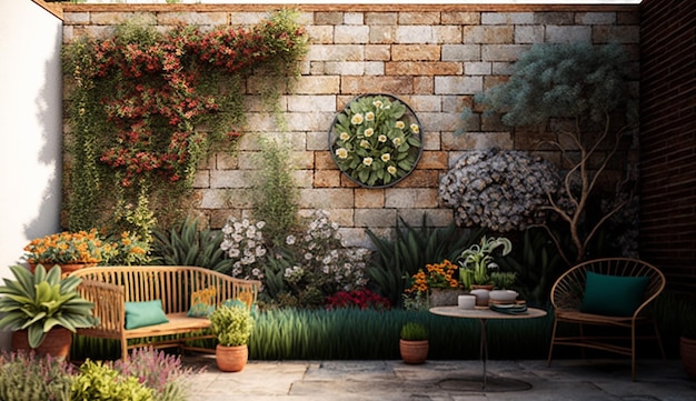 Wall Space gardening Realistic Outdoor AI Generated image