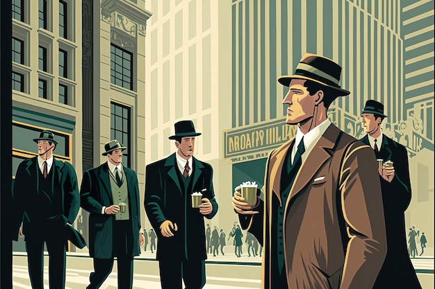 Wall street flat illustration