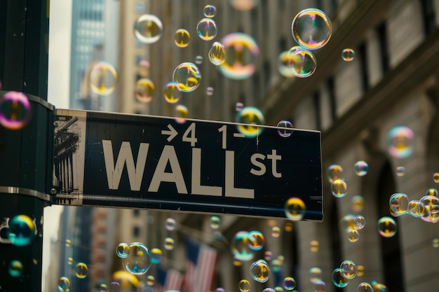 Wall Street teken in een bubbel aandelenmarkt financiële bubbel