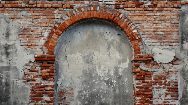 Photo wall texture with geometry with old red brick brick wall with red gray brick archway generative ai