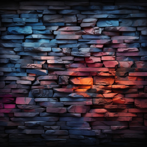 A wall of twilight hues with bricks embodying a sense of subdued drama For Social Media Post Size