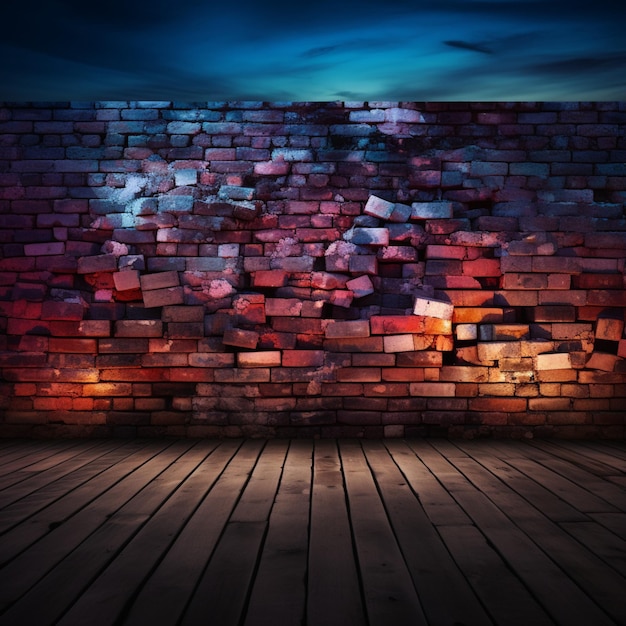 Foto un muro dalle tonalità crepuscolari con mattoni che incarnano un senso di drammaticità attenuata per le dimensioni dei post sui social media