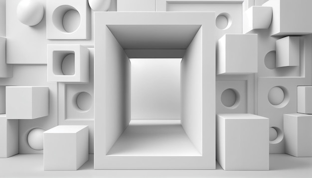 Стена из белых кубиков со словом «кубики» посередине.