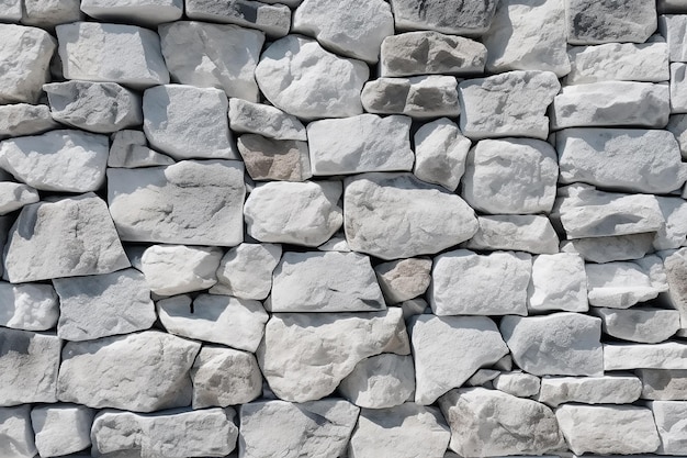 Wall of white rocks that are stacked up