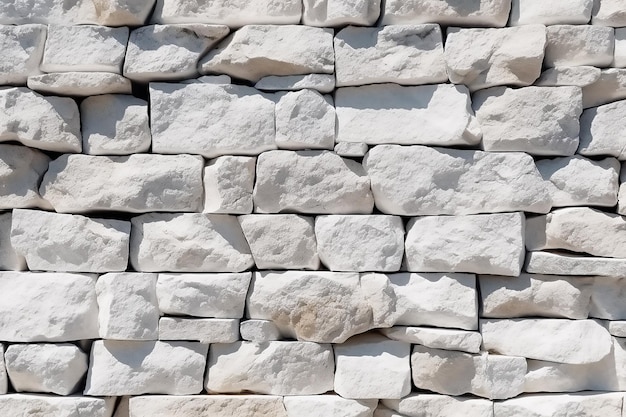 Wall of white stones that are stacked on top