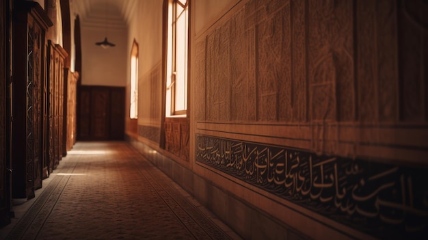 アラビア語の書道が描かれた壁