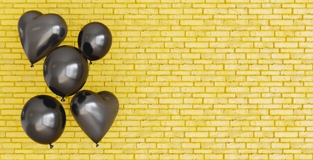 wall with black heart balloons