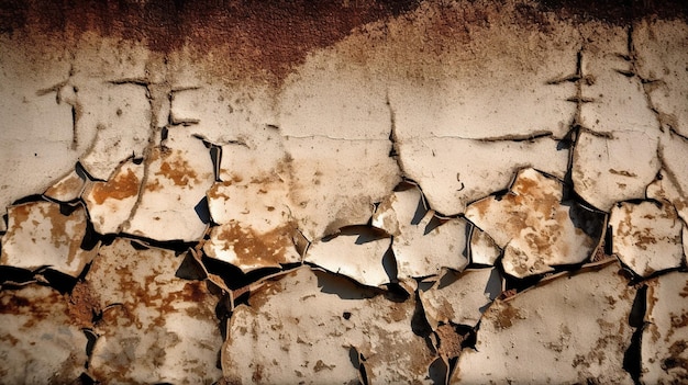 A wall with a cracked surface and the word old on it