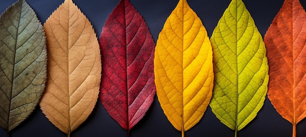 a wall with different colored leaves