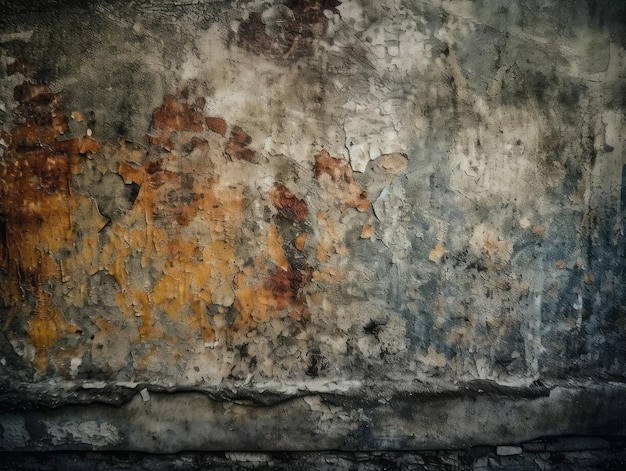 A wall with a dirty paint texture and a red spot on the bottom.