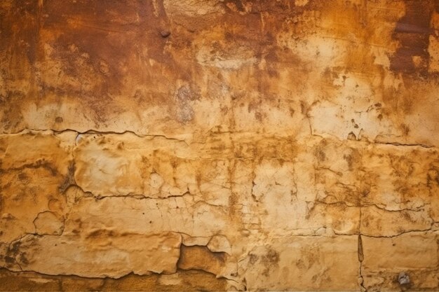 Foto un muro dall'aspetto sporco e consumato e un muro di mattoni con una vernice nera e gialla