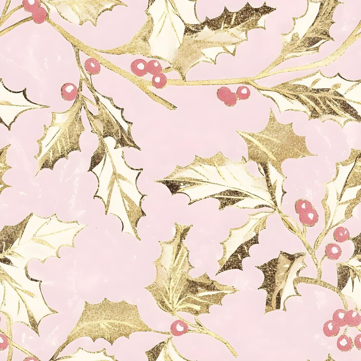 a wall with a gold leaf and berries on it