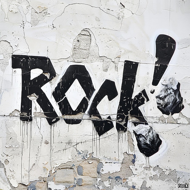 a wall with a graffiti that says rock on it