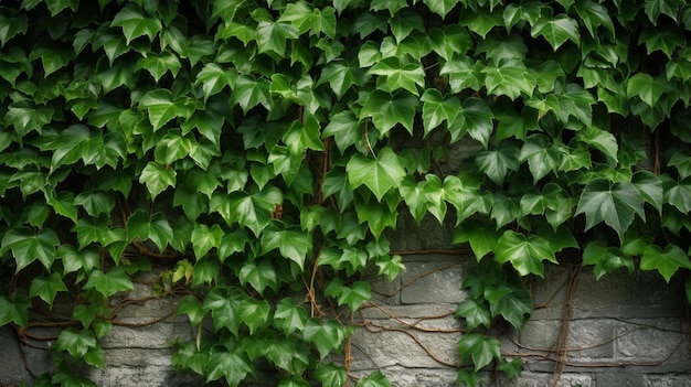 A wall with green ivy on it