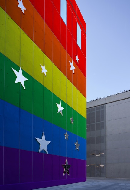 Wall with mirrored stars in the cultural center named after\
stavros niarchos