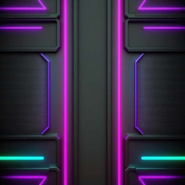 A wall with neon lights and a door that says'the word'on it '