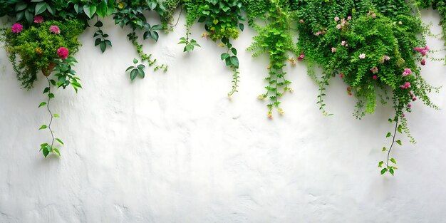 a wall with a plant growing out of it