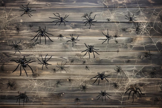 Photo a wall with spiders on it and a spider web