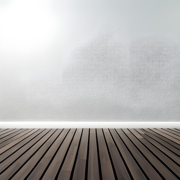 A wall with a wooden floor and a window with a white background.