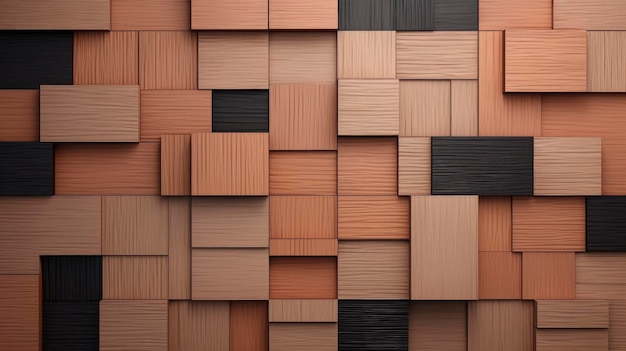 a wall of wooden blocks with a black border