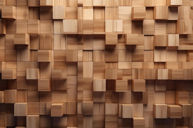 A wall of wooden blocks with the word cubes on it.