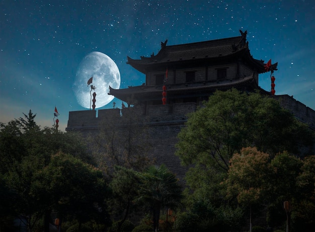 Wall in Xi'an city at night