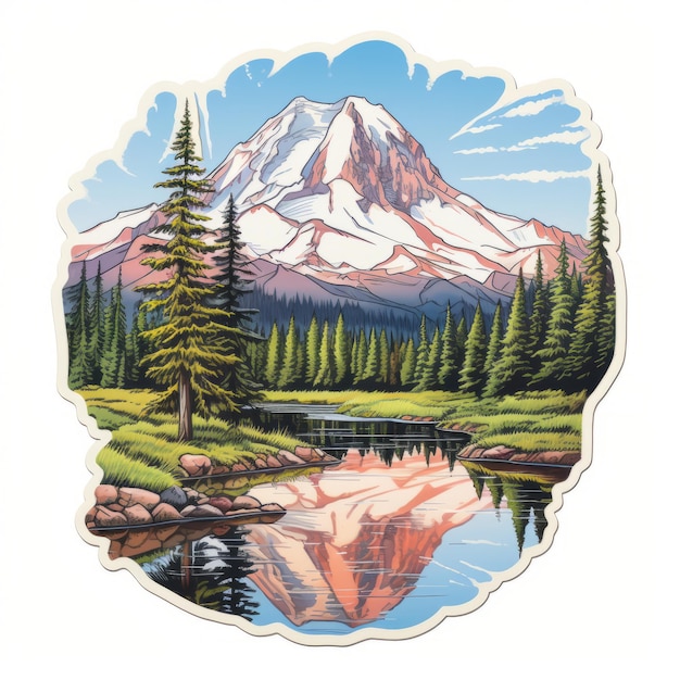 Walla Walla Mountain Reflecting Pond Decal By Artist Mike