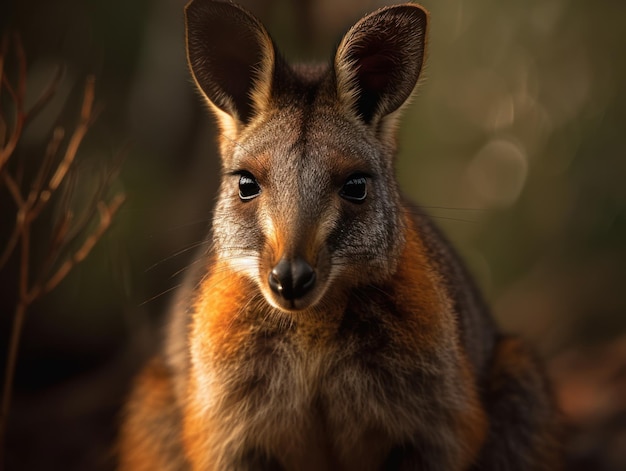 Wallaby close-up portret gemaakt met Generative AI technologie