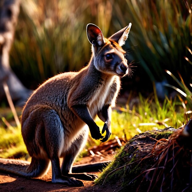 Photo wallaby wild animal living in nature part of ecosystem