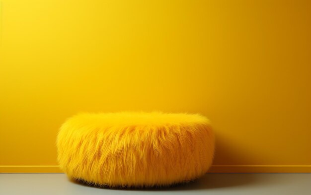 Walladorned pouffe in yellow