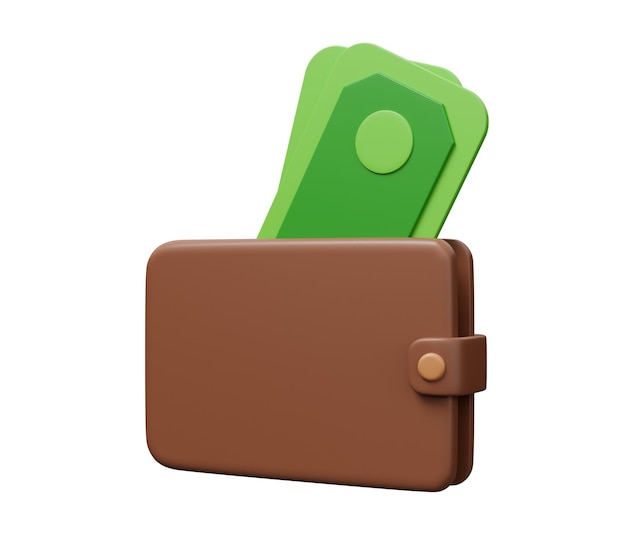 Wallet money 3d illustration 3d render cartoon minimal icon illustration