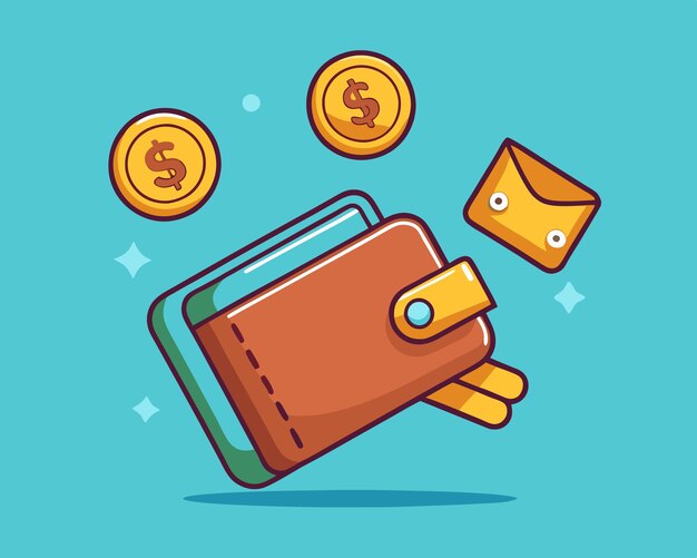 Photo wallet and money cartoon vector illustration
