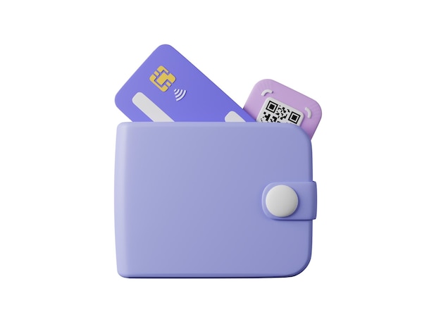 Photo wallet money and credit card money saving paymet concept 3d rendering illustration