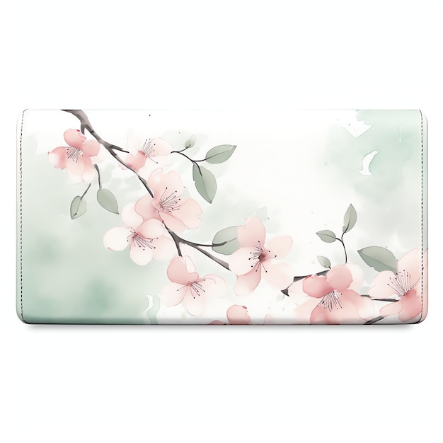Photo wallet simple life accessory for spring day in pink neutral aesthetic colors watercolor for girl