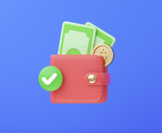 Photo wallet with cash money and coin online wallet internet banking and payments concept