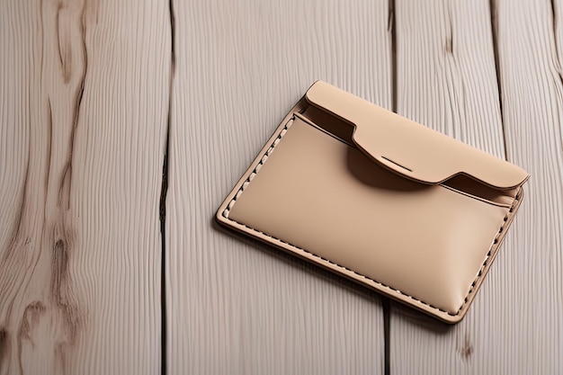 木製の背景にクレジット カードが付いている財布 トップ ビュー木製の背景にクレジット カードが付いている財布