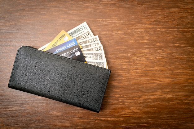 wallet with money and credit card