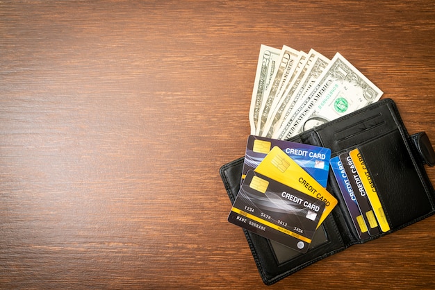 wallet with money and credit card