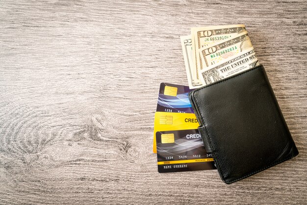 wallet with money and credit card